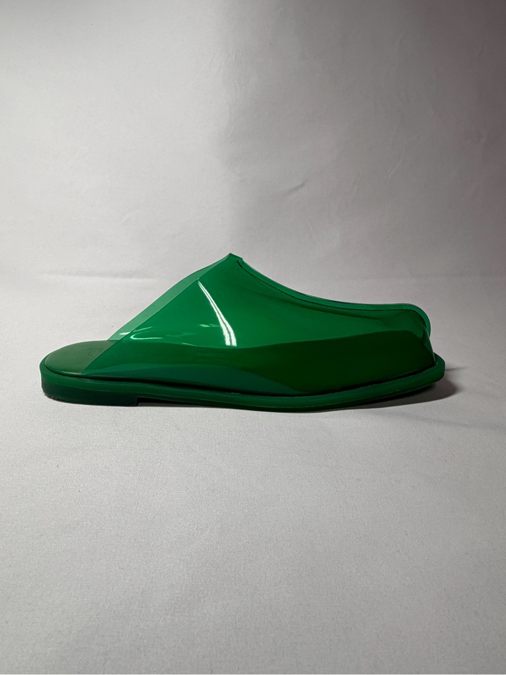 Tibi Tres Slides Green translucent PVC upper